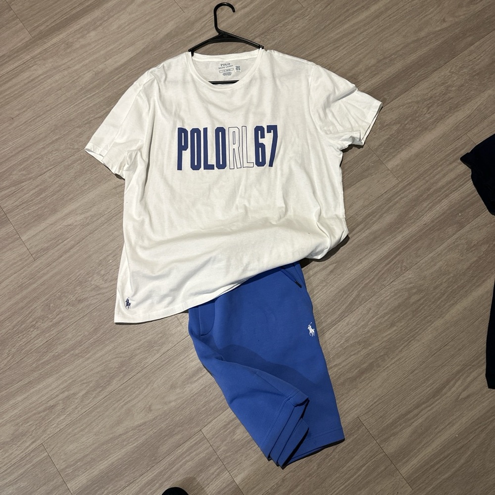 Polo by Ralph Lauren White and Blue Short Sleeve Tee